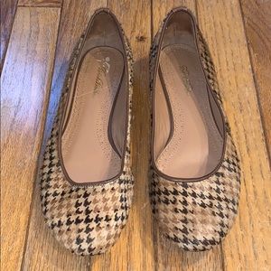 Brook Brothers Houndstooth Calf Hair Ballet Flats